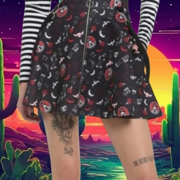 Emily the Strange O Ring Zip-up Suspender Skirt NWT Goth Gothic Witchy Hot Topic