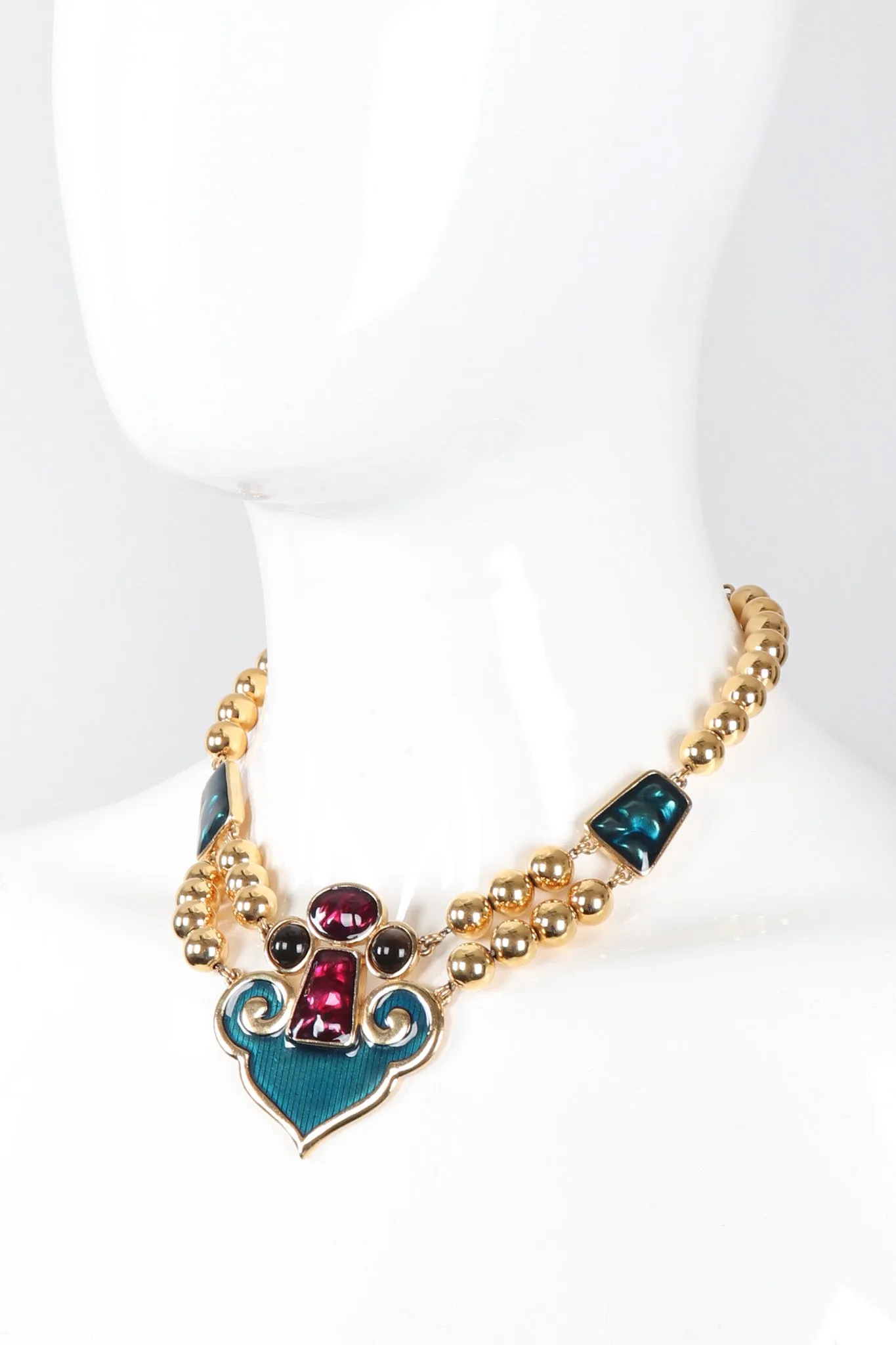 Enamel Arabesque Necklace and Earring Set