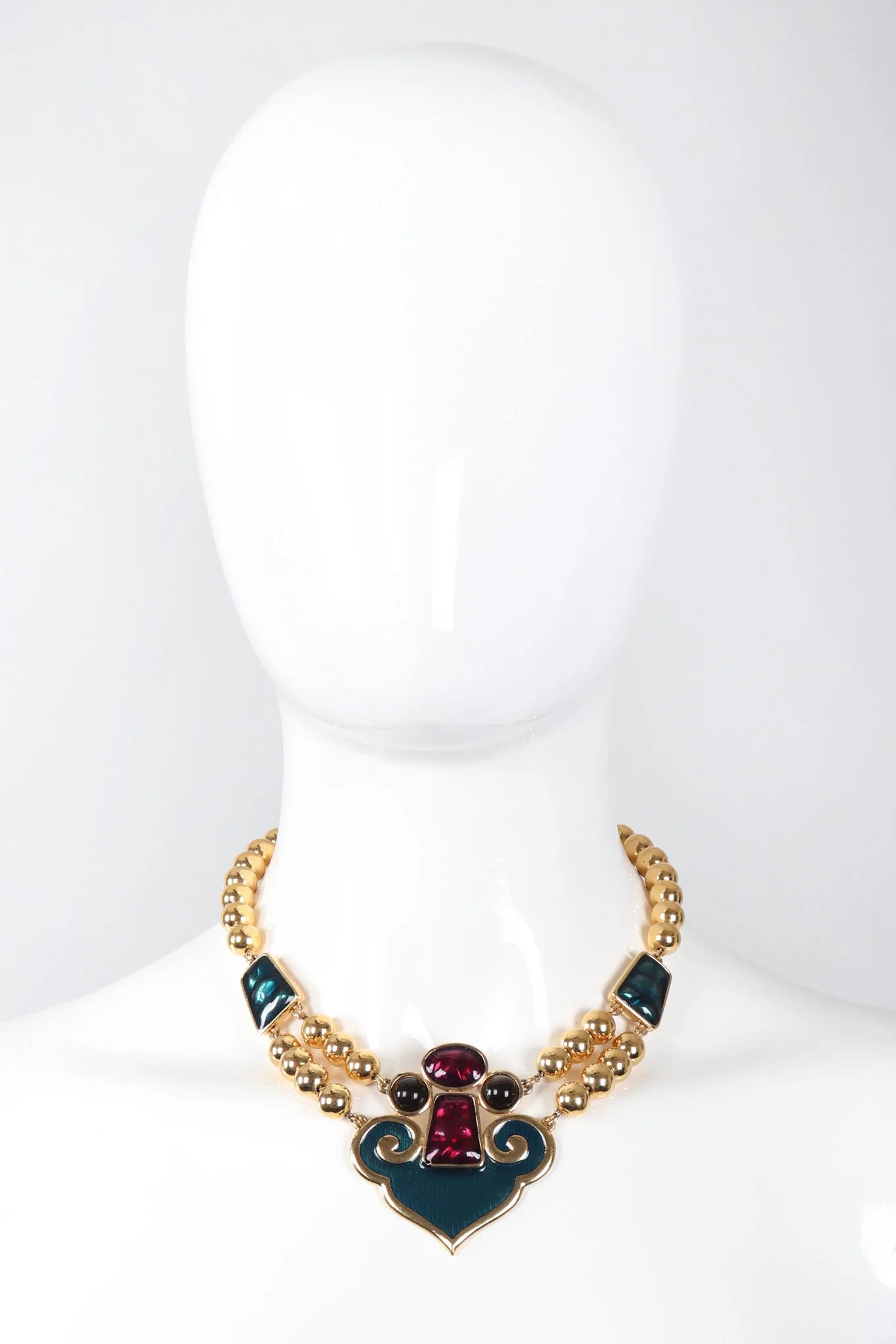 Enamel Arabesque Necklace and Earring Set