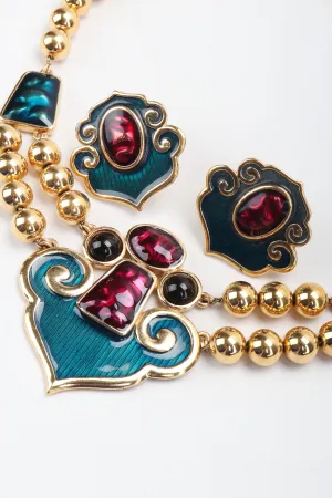 Enamel Arabesque Necklace and Earring Set