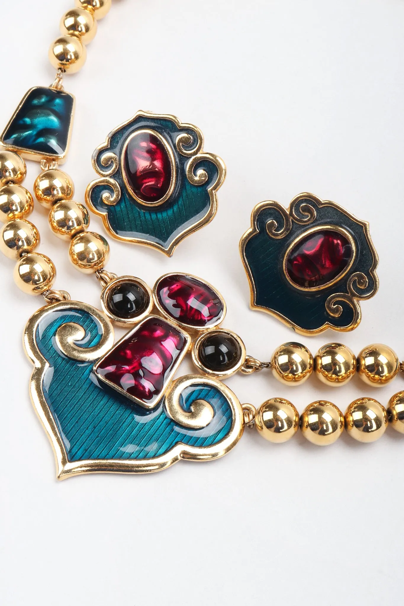 Enamel Arabesque Necklace and Earring Set