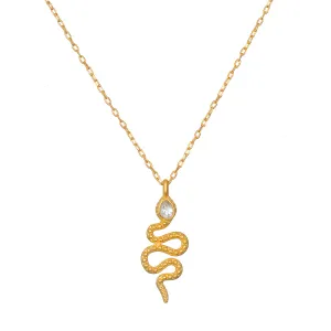Enduring Individuality White Topaz Snake Necklace