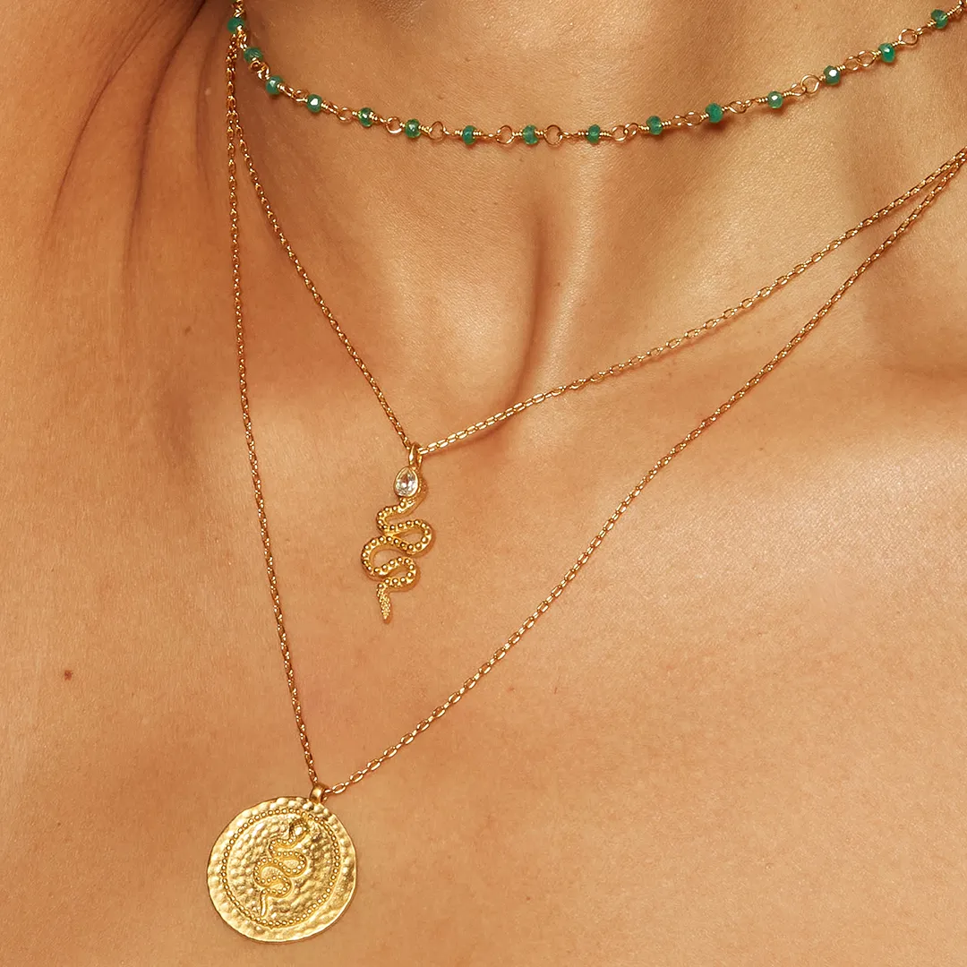 Enduring Individuality White Topaz Snake Necklace
