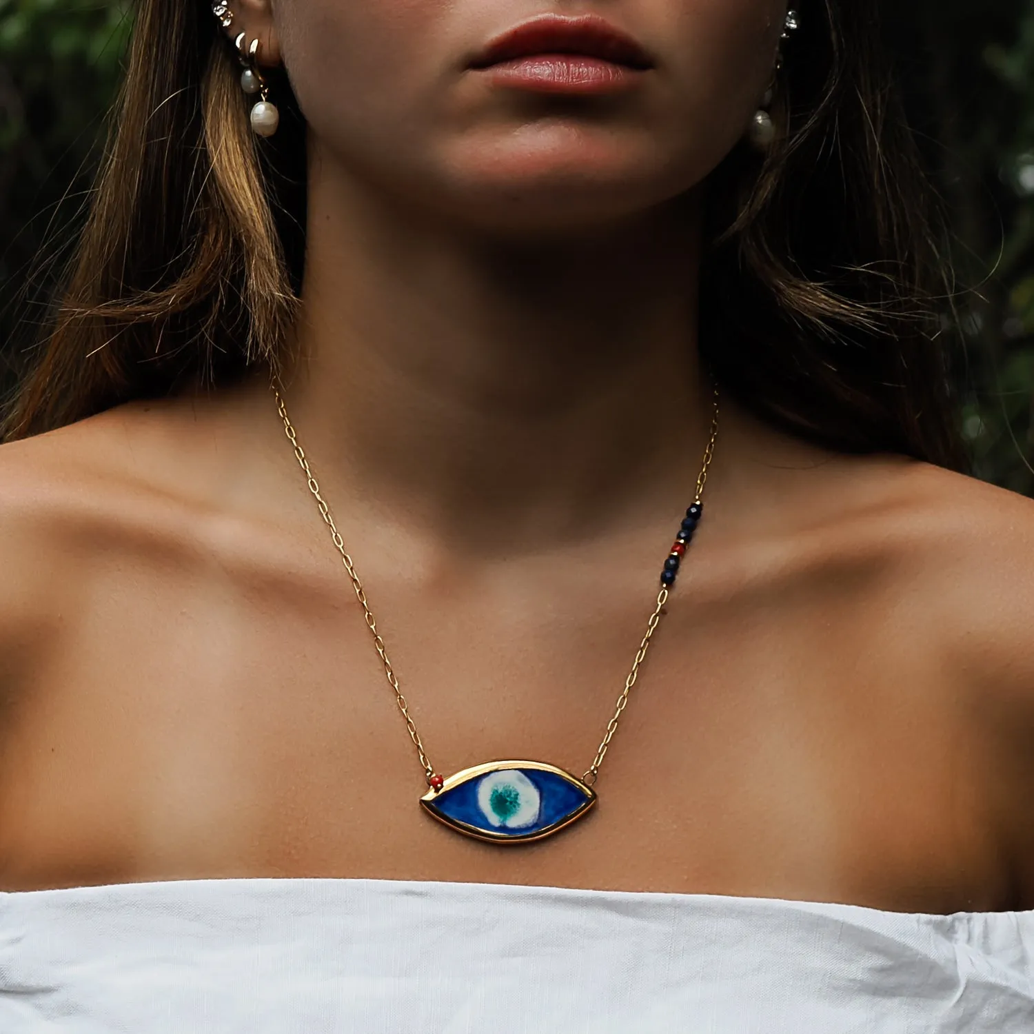 Energy Anchor Evil Eye Pendant Necklace