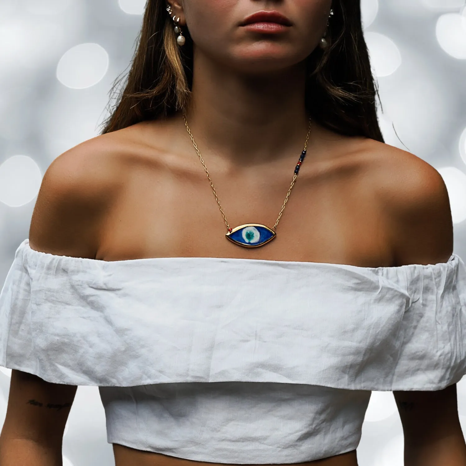 Energy Anchor Evil Eye Pendant Necklace