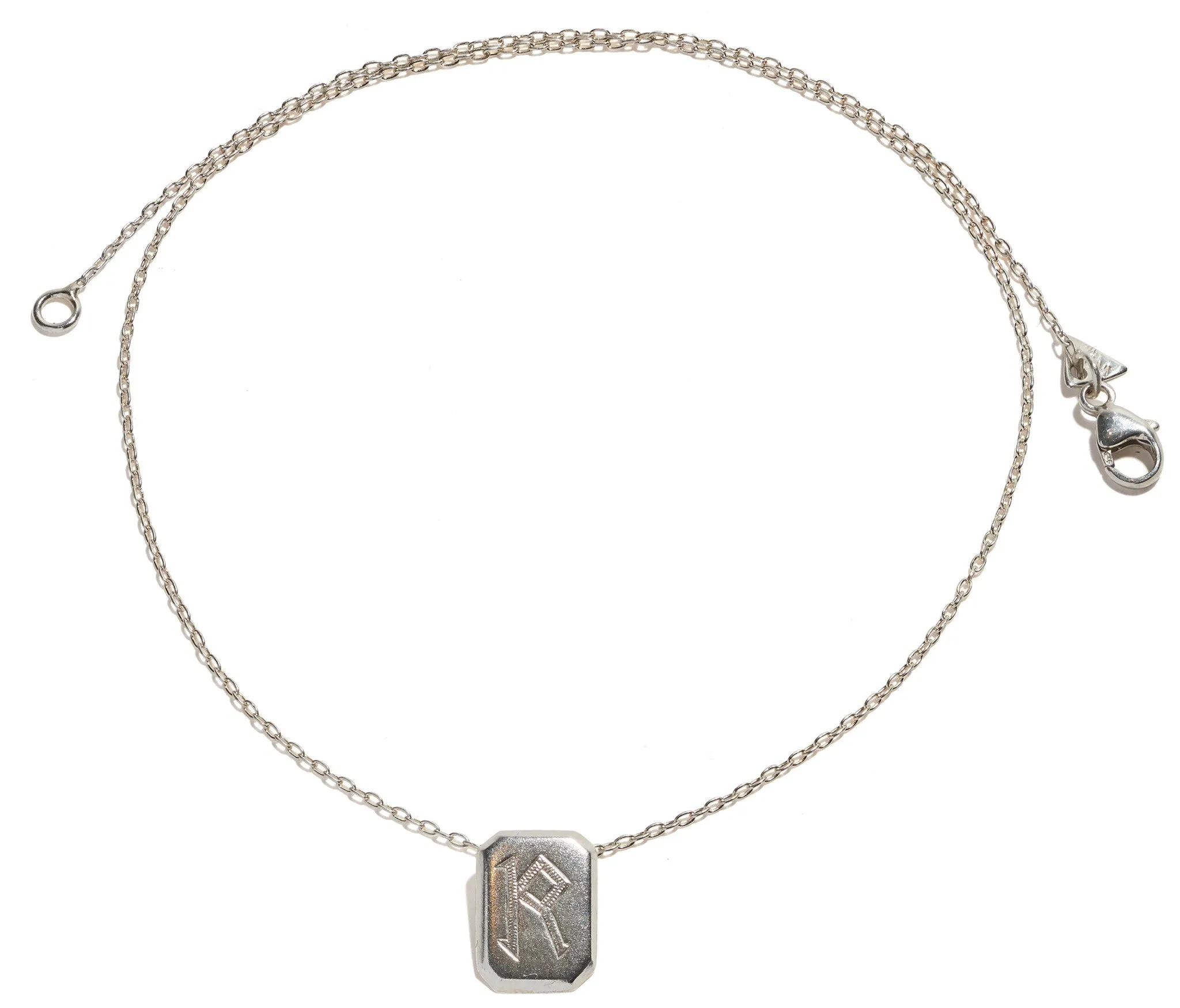 Engraved Emerald Shape Necklace