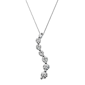 Estate 14K White Gold 7-Diamond "Journey" Necklace