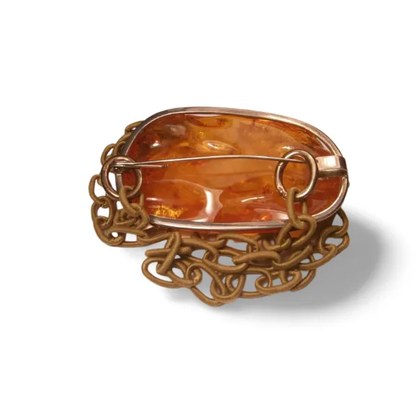 Fabulous Antique Natural Old Baltic Sea Amber Brooch Pin Pendant Necklace