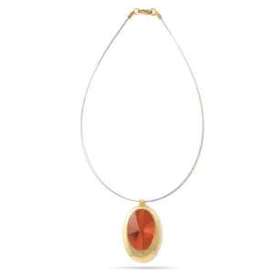 FACETED CRYSTAL OVAL PENDANT  NECKLACE #FW-N5009 (XB7)