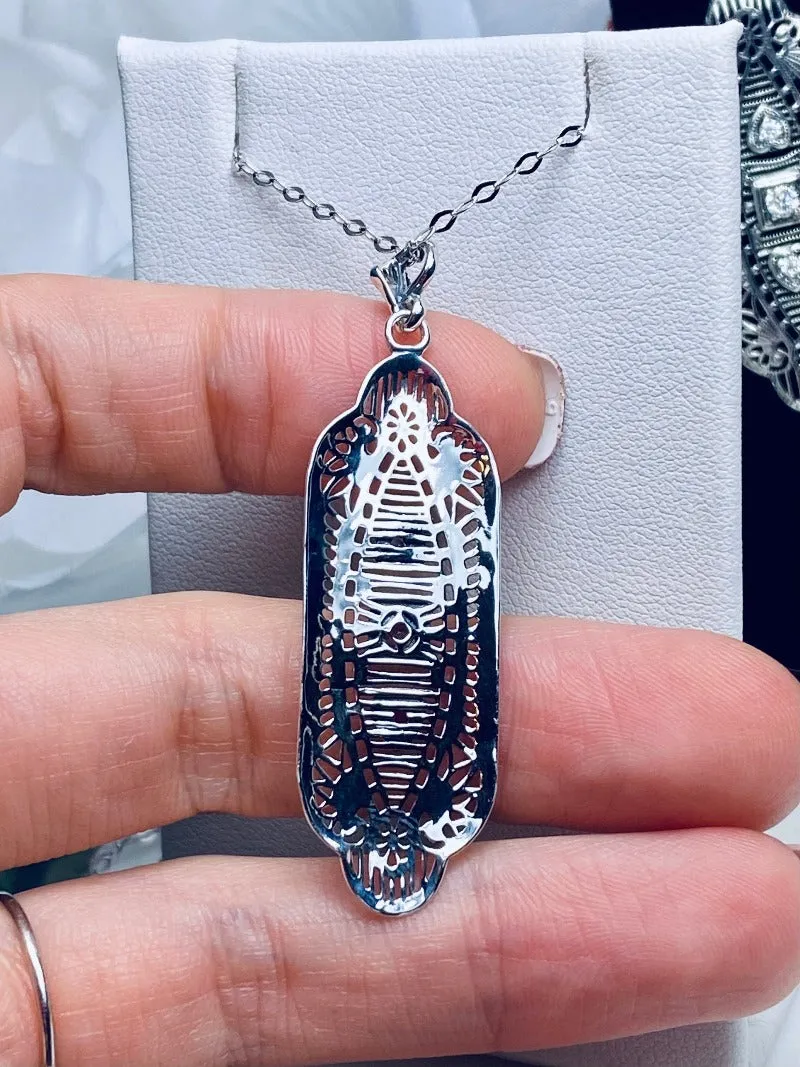 Faux Diamond Angel Wing Pendant Necklace, Moissanite or Cubic Zirconia Gemstones, Vintage Revival Jewelry #P359