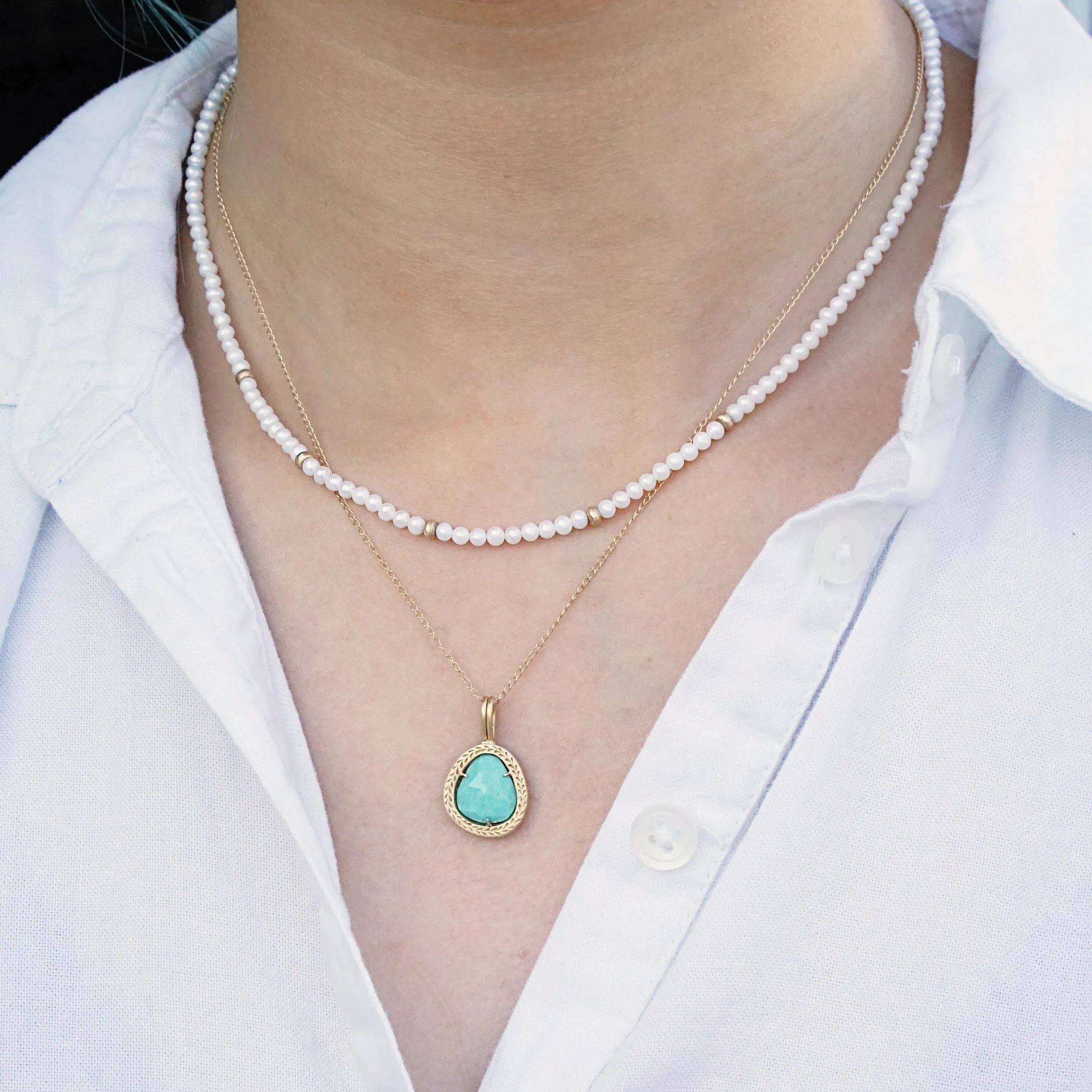 Feather Turquoise Pendant Necklace I
