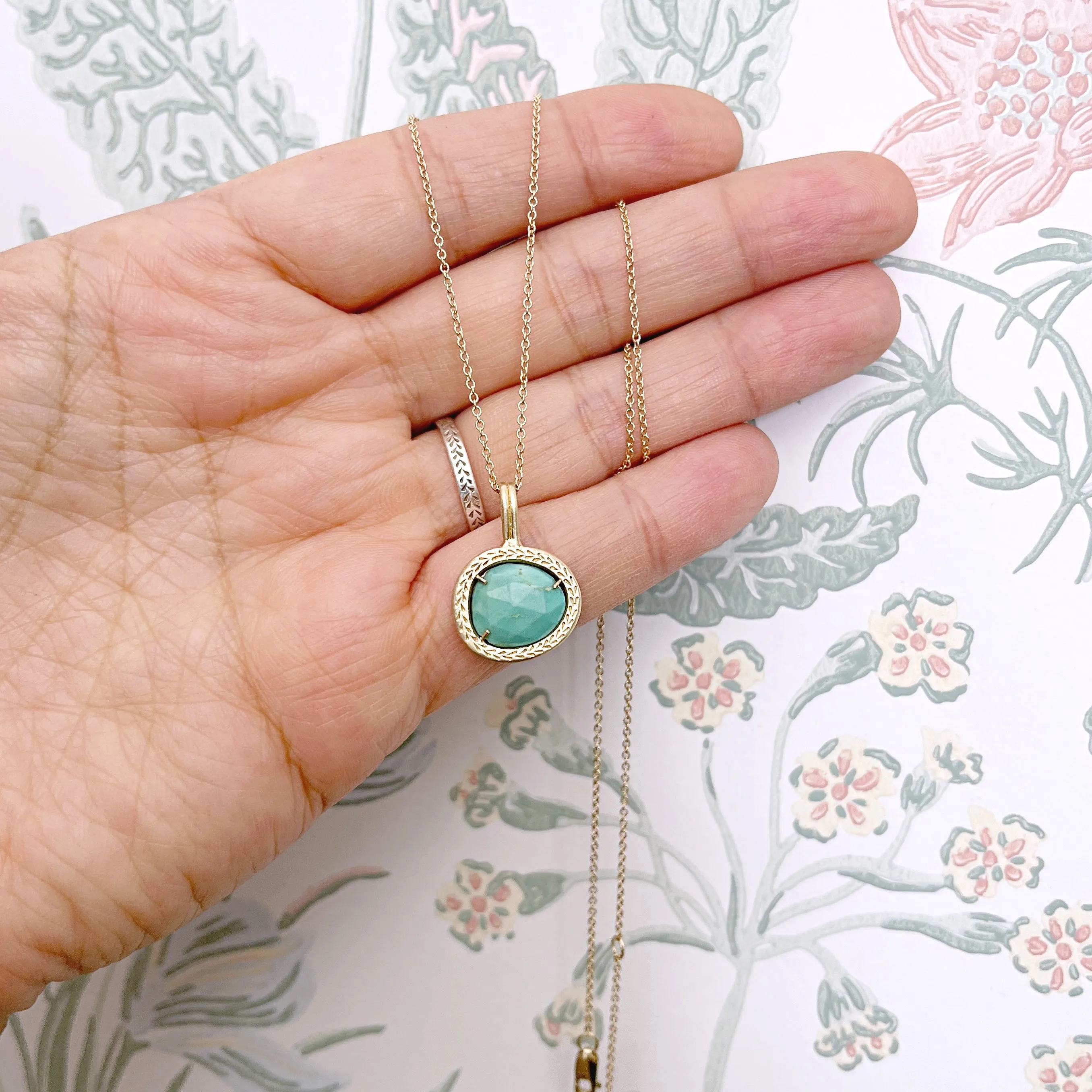 Feather Turquoise Pendant Necklace I