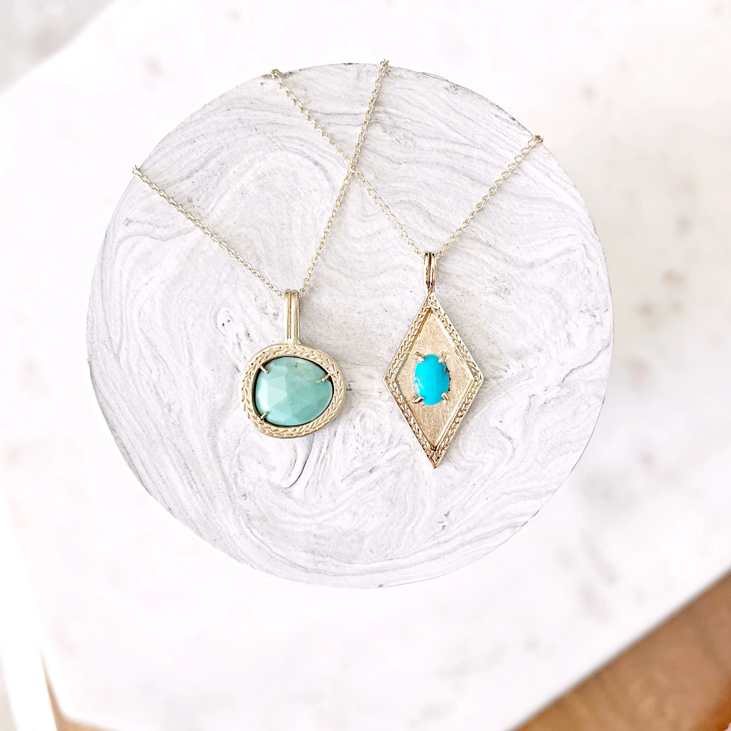 Feather Turquoise Pendant Necklace I