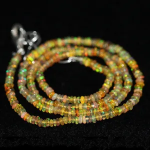 Fire Welo Ethiopian Opal Smooth Rondelle Necklace Beads 2.5mm 3mm 25.7ct 19"