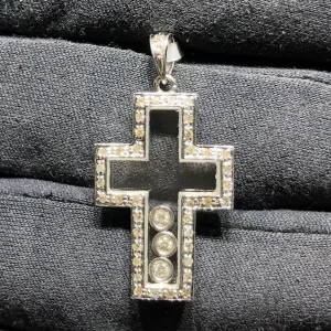 Floating Diamonds Cross Pendant (18K)