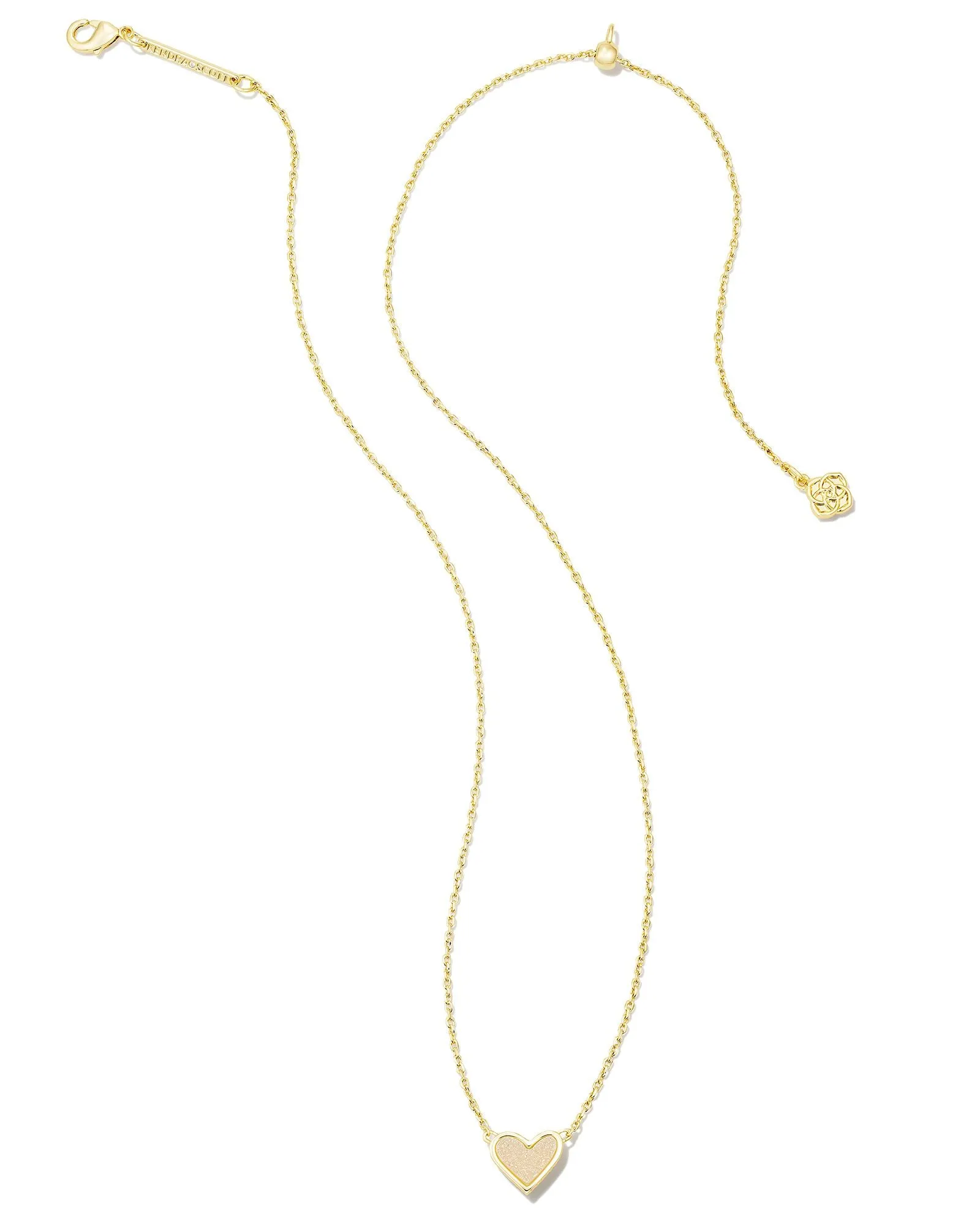 Framed Gold Ari Heart Short Pendant Necklace in Iridescent Drusy