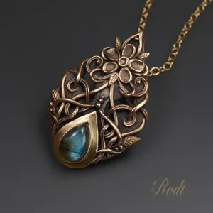 Freedom - Bronze Pendant With Labradorite