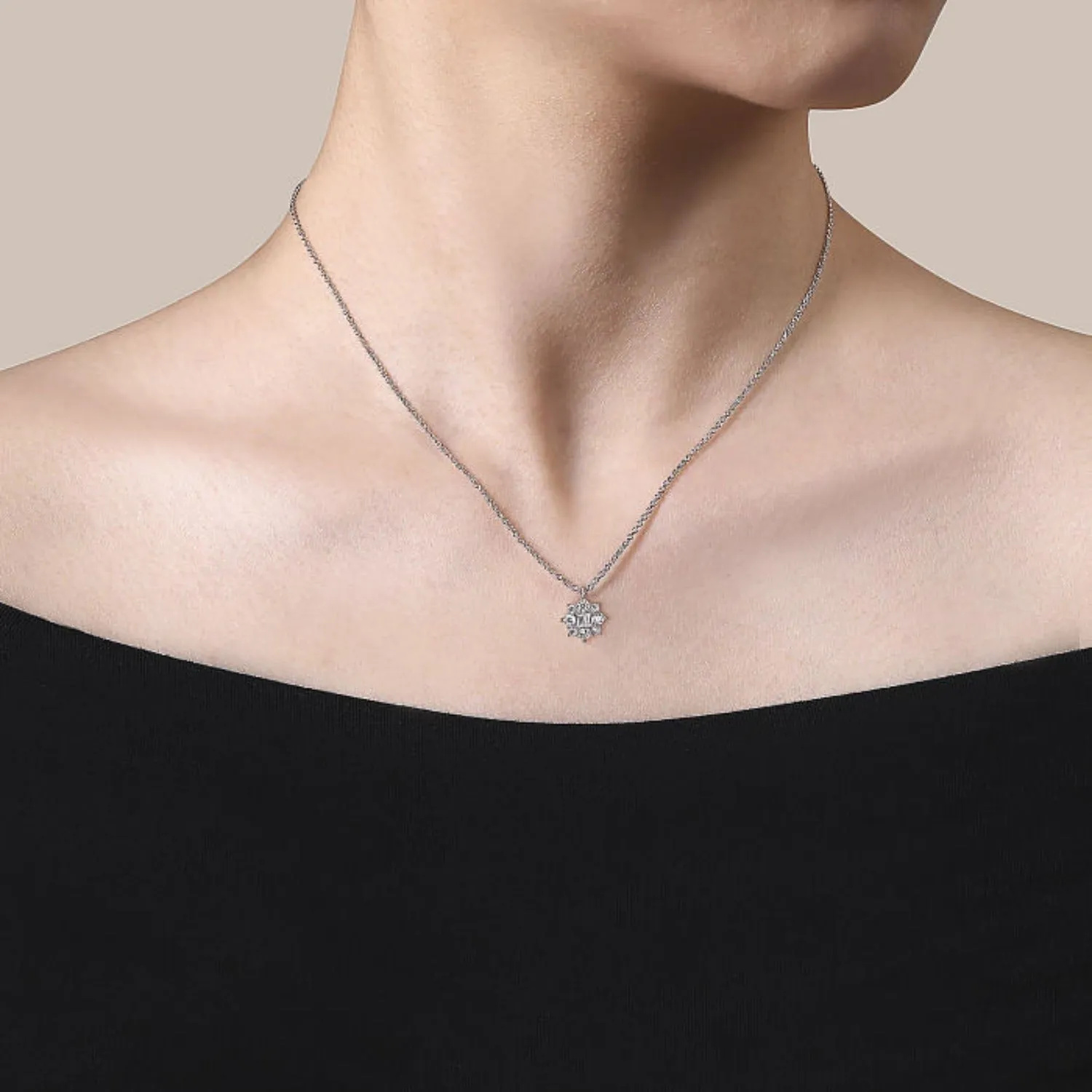 Gabriel & Co. Bursting Starbust Diamond Pendant Necklace