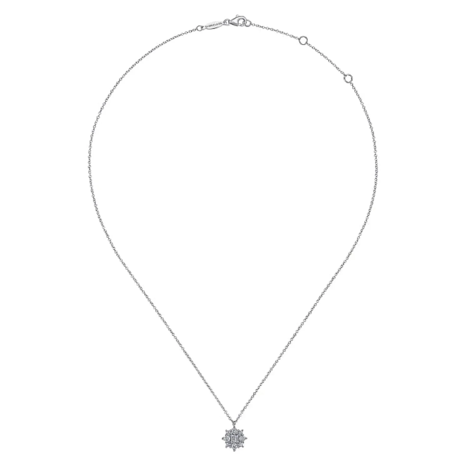 Gabriel & Co. Bursting Starbust Diamond Pendant Necklace