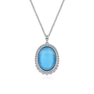 Gabriel Sterling Silver Rock Crystal and Turquoise Pendant Necklace