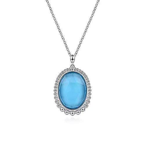 Gabriel Sterling Silver Rock Crystal and Turquoise Pendant Necklace