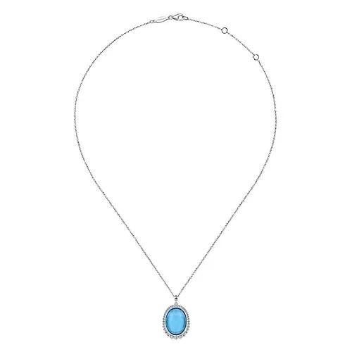 Gabriel Sterling Silver Rock Crystal and Turquoise Pendant Necklace