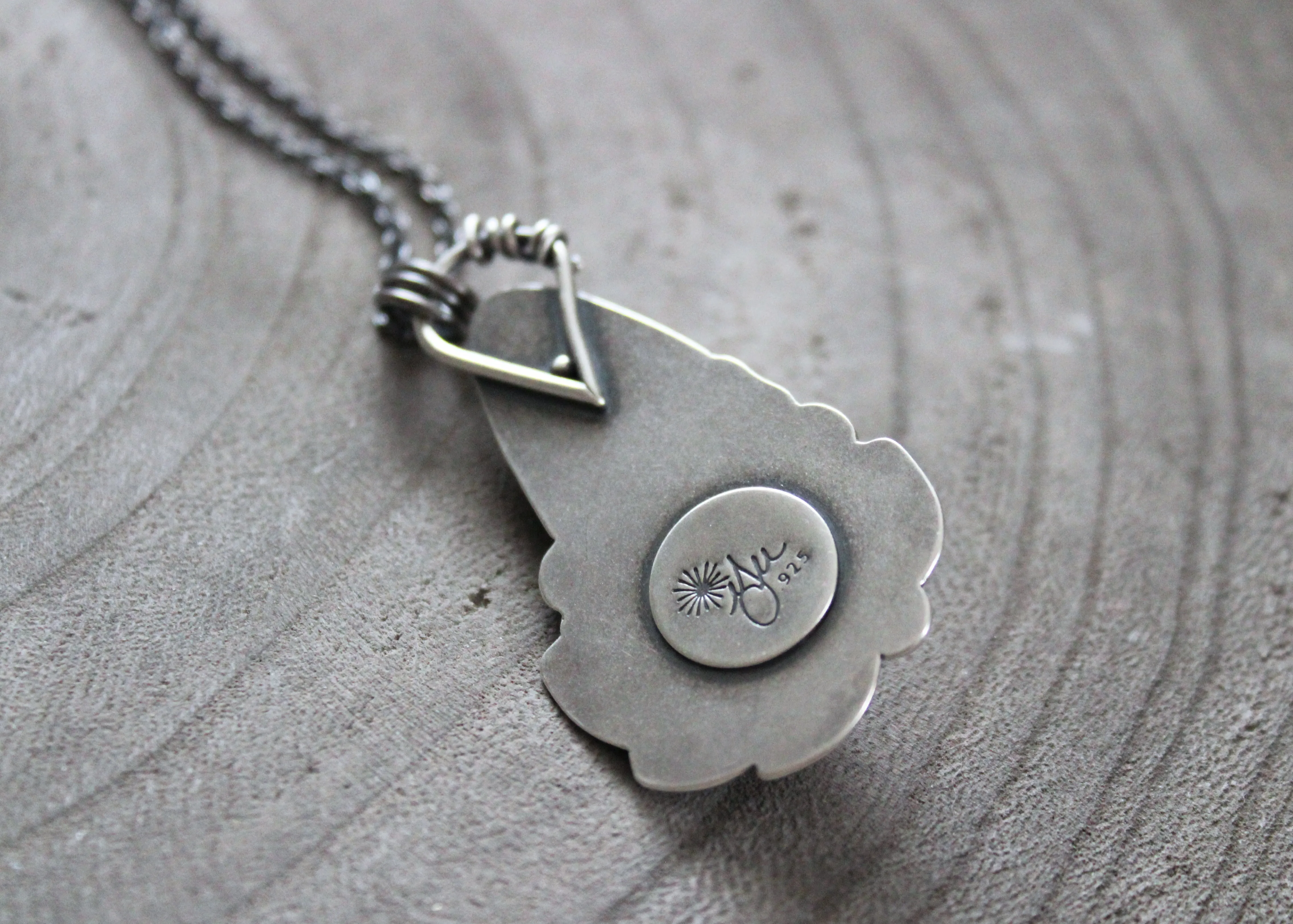 Gem Rhodonite Silver Botanical Theme Pendant Necklace