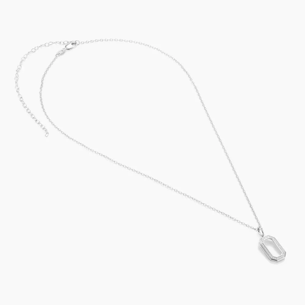 Geo Frame Diamond Pendant Necklace