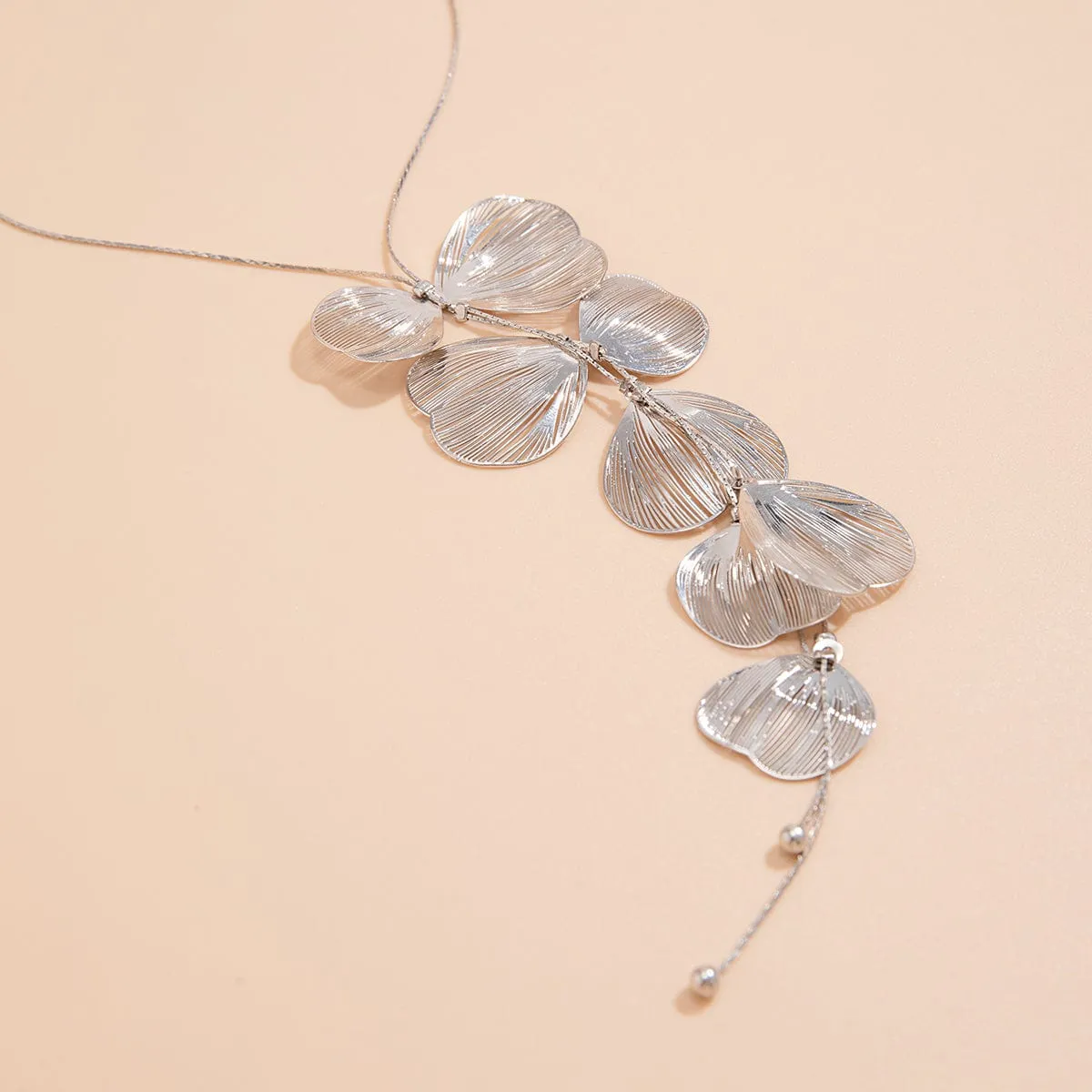 Geometric Abstract Leaf Pendant Y Necklace