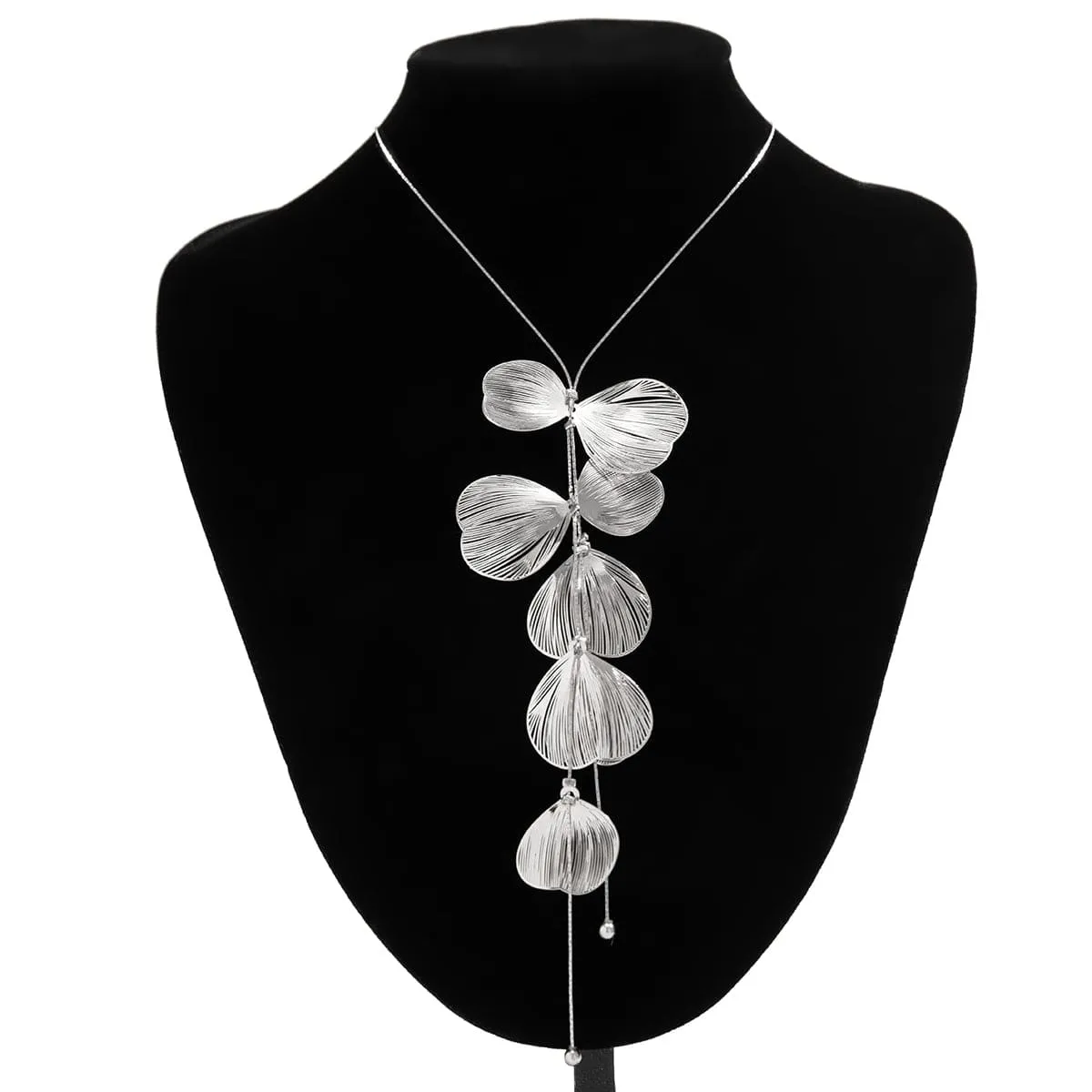 Geometric Abstract Leaf Pendant Y Necklace