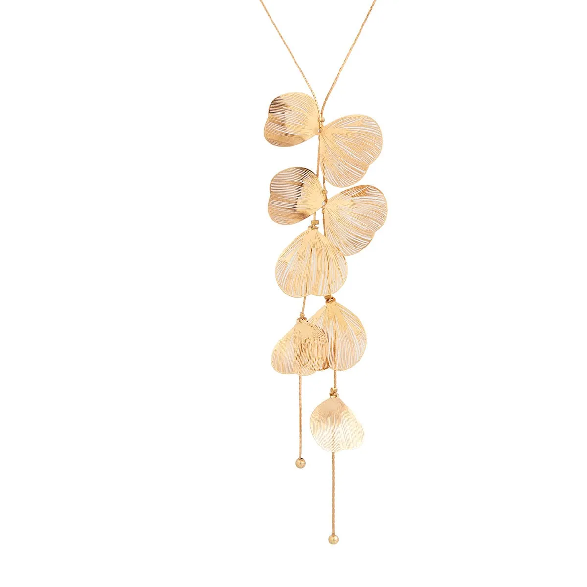 Geometric Gold Plated Leaf Pendant Y Necklace
