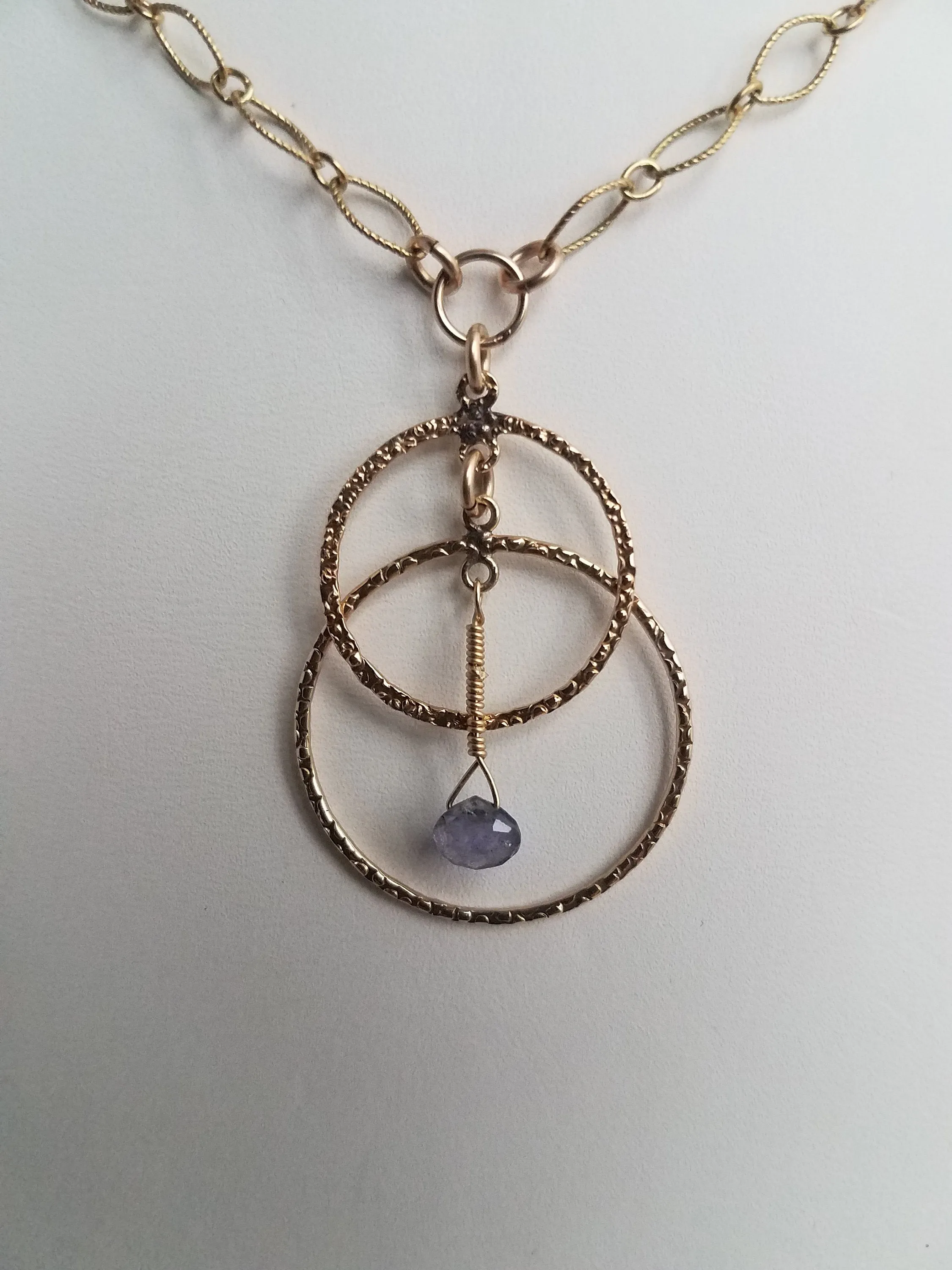 Geometric Pendant With Tanzanite/ Gold Filled Pendant With Gemstone/ Tanzanite Pendant on Gold Filled Chain