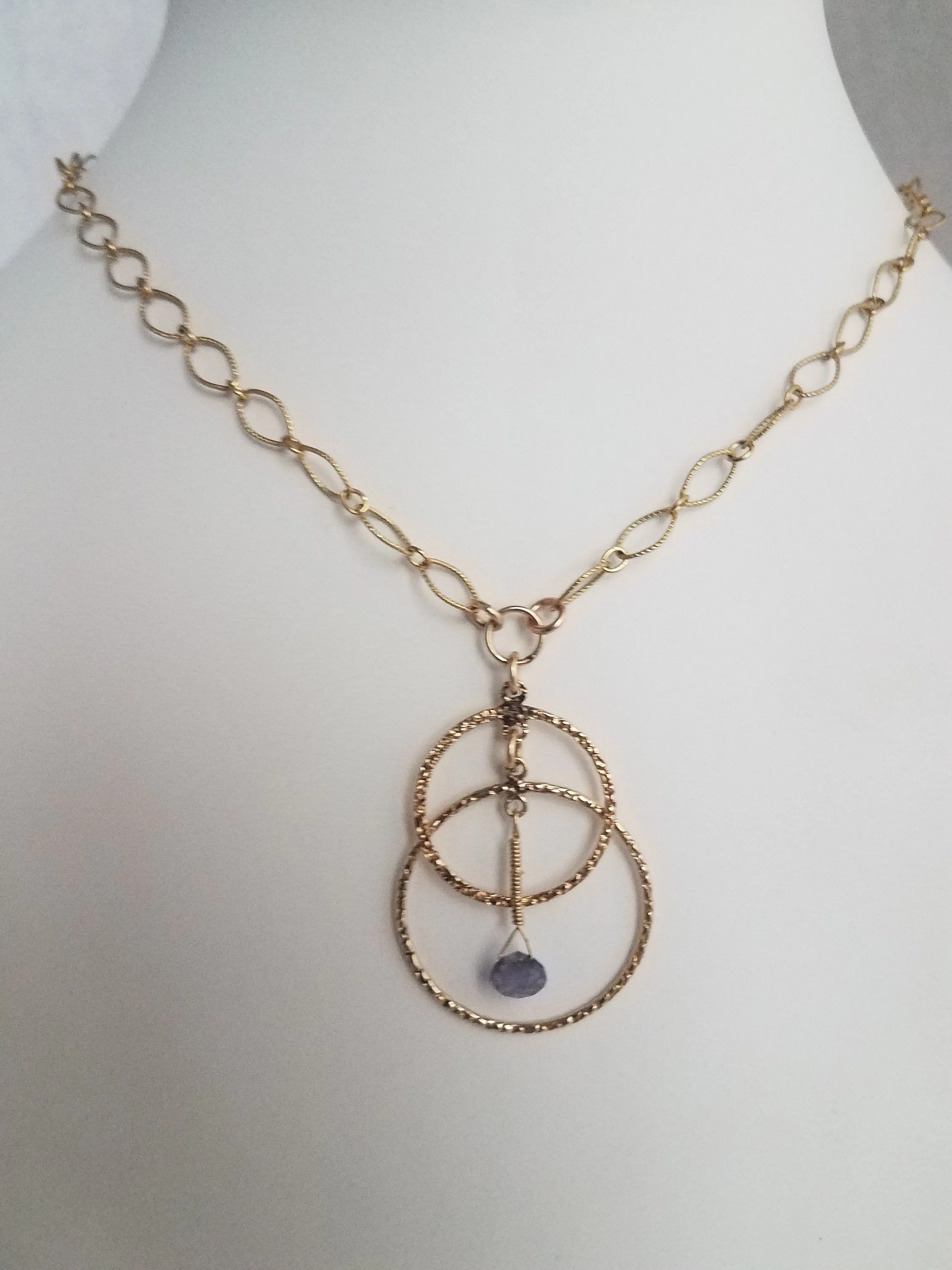 Geometric Pendant With Tanzanite/ Gold Filled Pendant With Gemstone/ Tanzanite Pendant on Gold Filled Chain