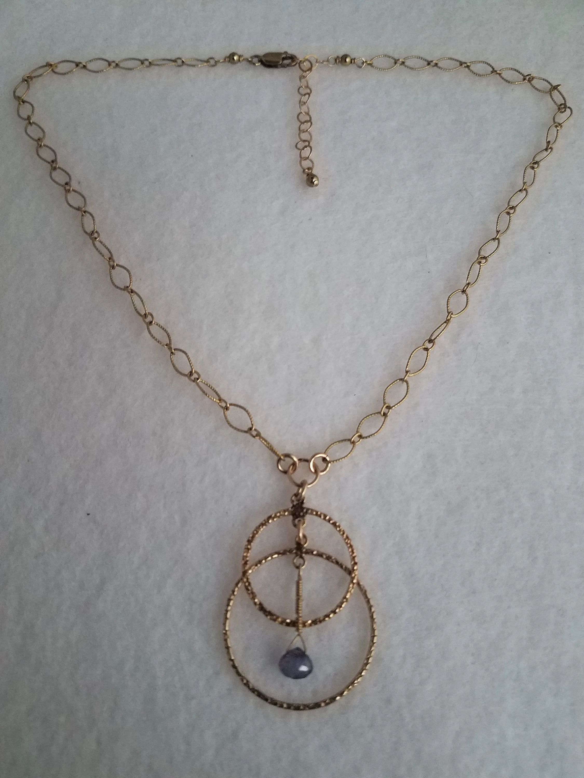 Geometric Pendant With Tanzanite/ Gold Filled Pendant With Gemstone/ Tanzanite Pendant on Gold Filled Chain