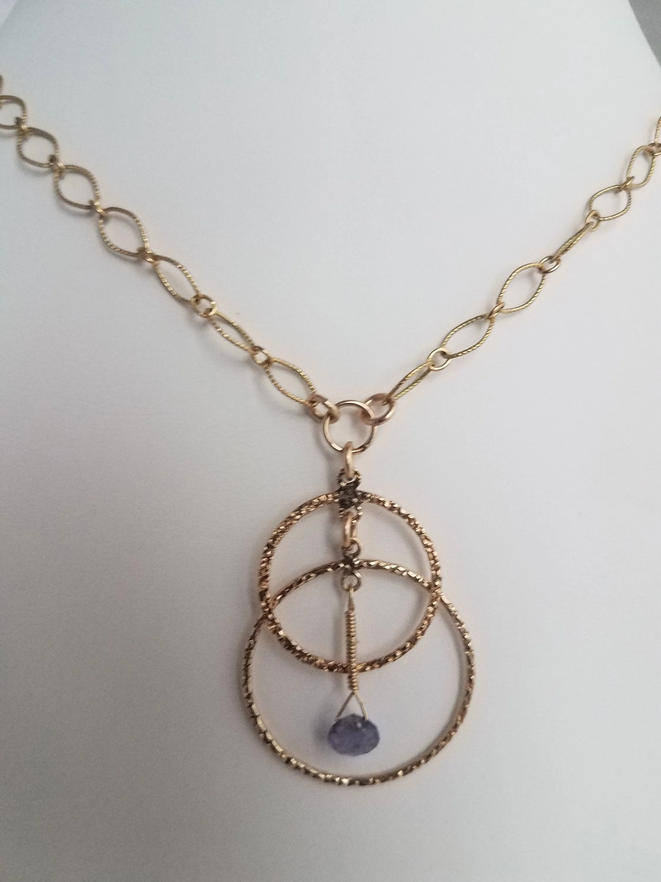 Geometric Pendant With Tanzanite/ Gold Filled Pendant With Gemstone/ Tanzanite Pendant on Gold Filled Chain