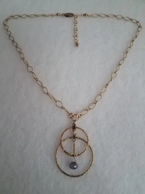 Geometric Pendant With Tanzanite/ Gold Filled Pendant With Gemstone/ Tanzanite Pendant on Gold Filled Chain