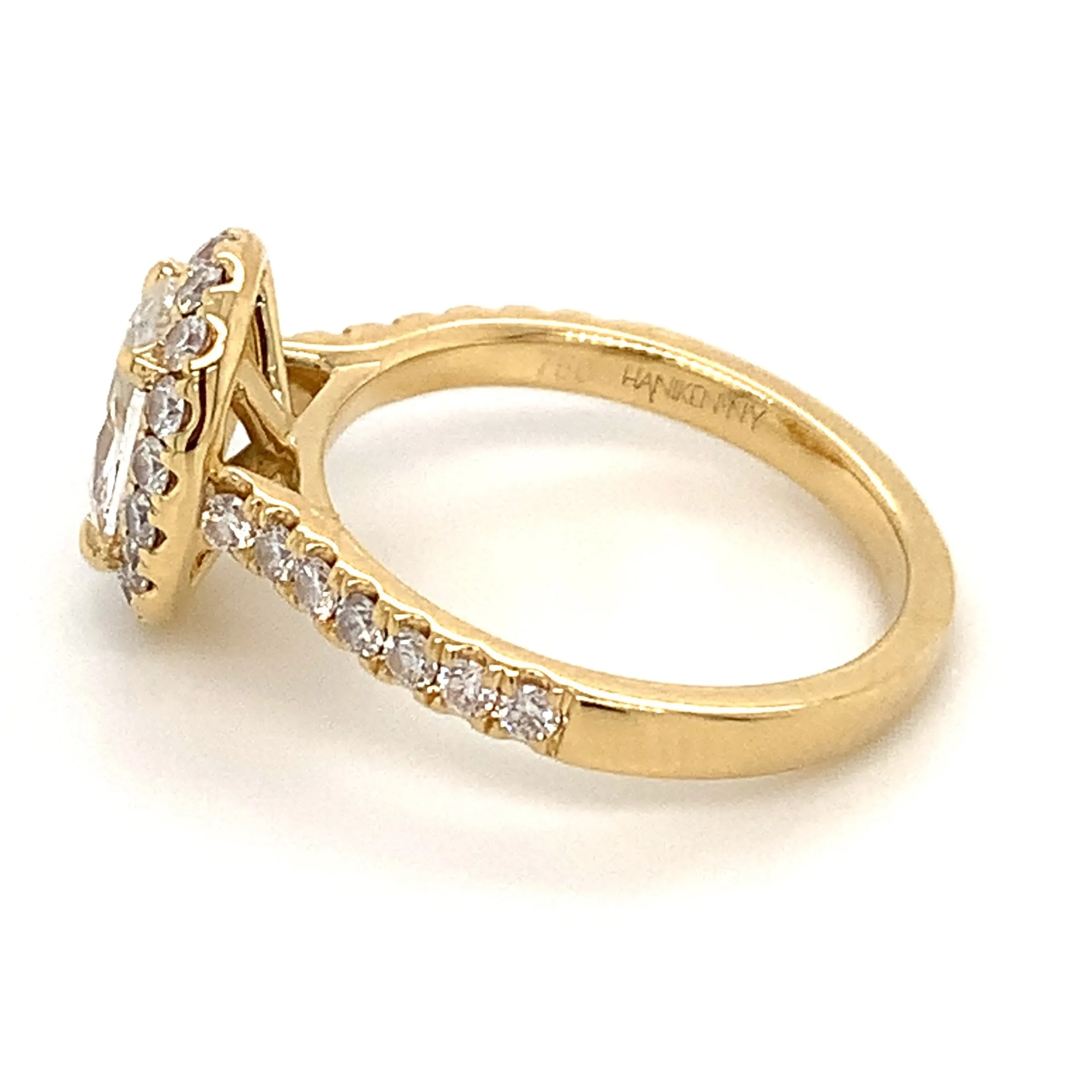 GIA Certified 1.58ct tw Diamond Oval Halo Engagement Ring.
