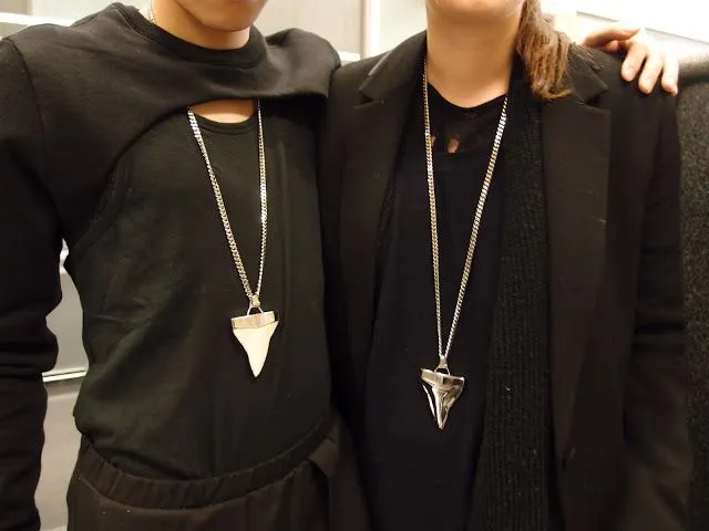 Givenchy Large Silver and Brass Shark Tooth Necklace