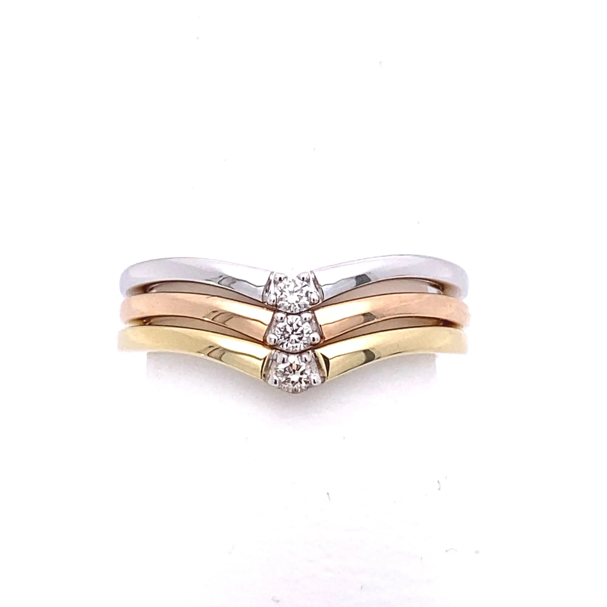 Glittering Diamond Drop Contour Stackable 'V' Band