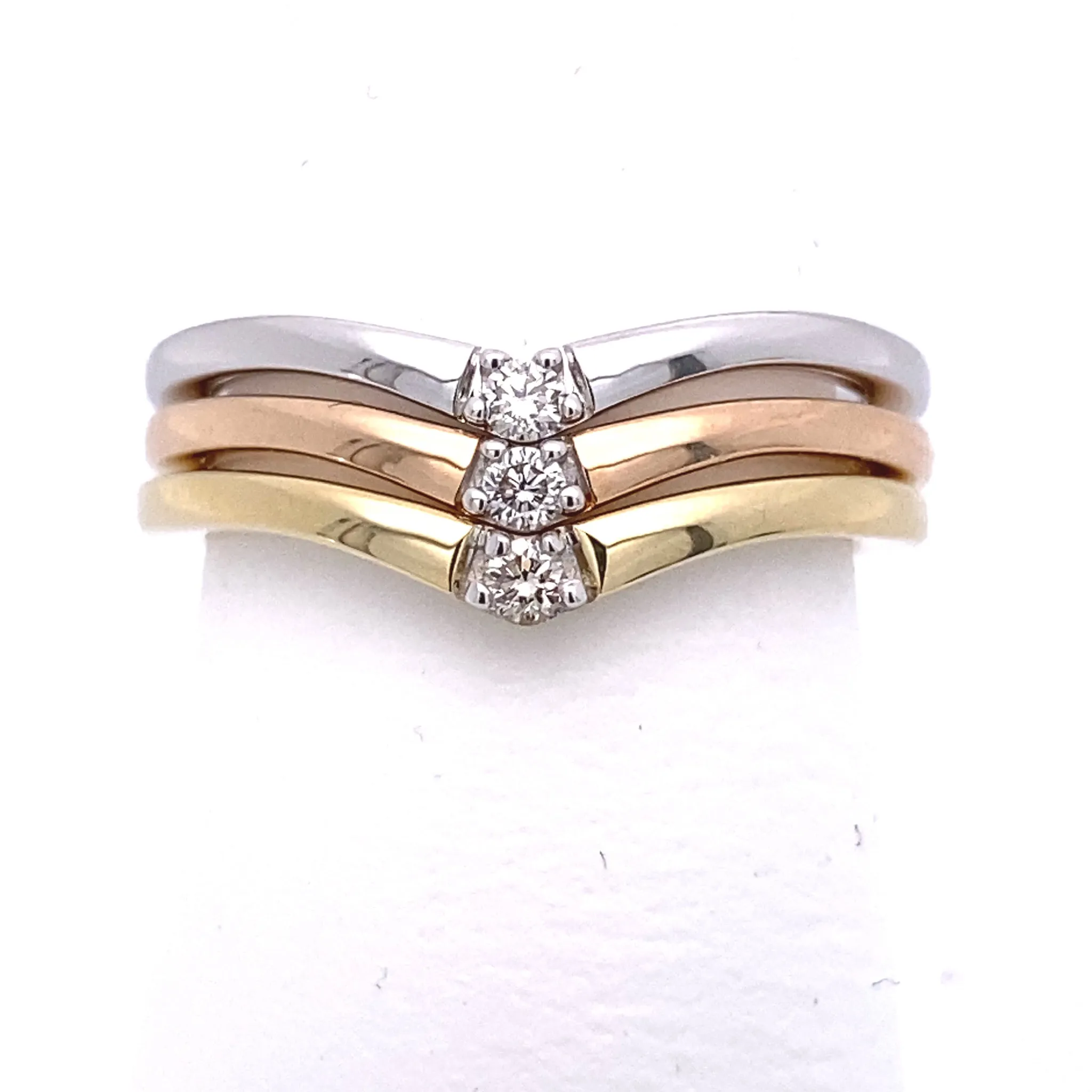 Glittering Diamond Drop Contour Stackable 'V' Band
