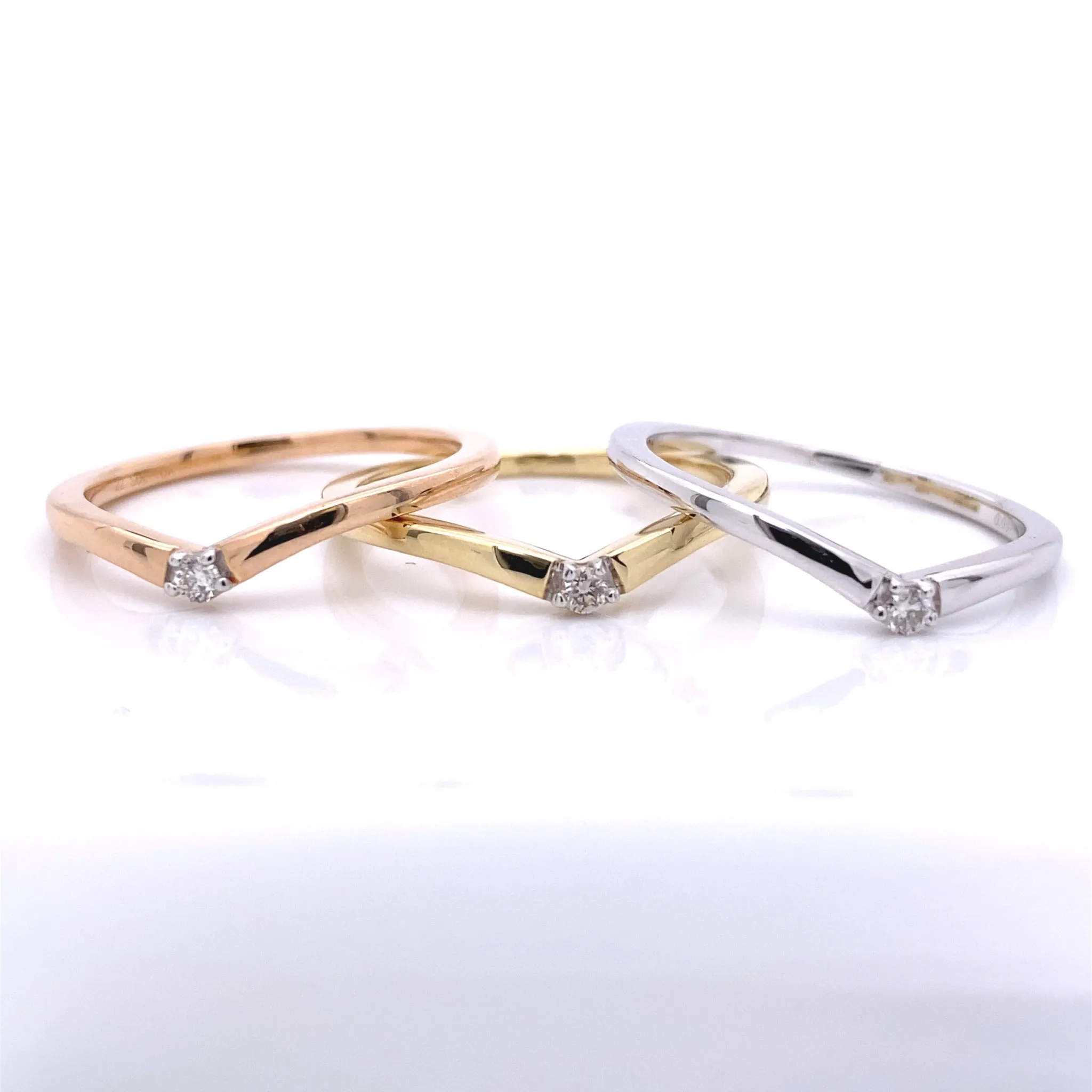 Glittering Diamond Drop Contour Stackable 'V' Band