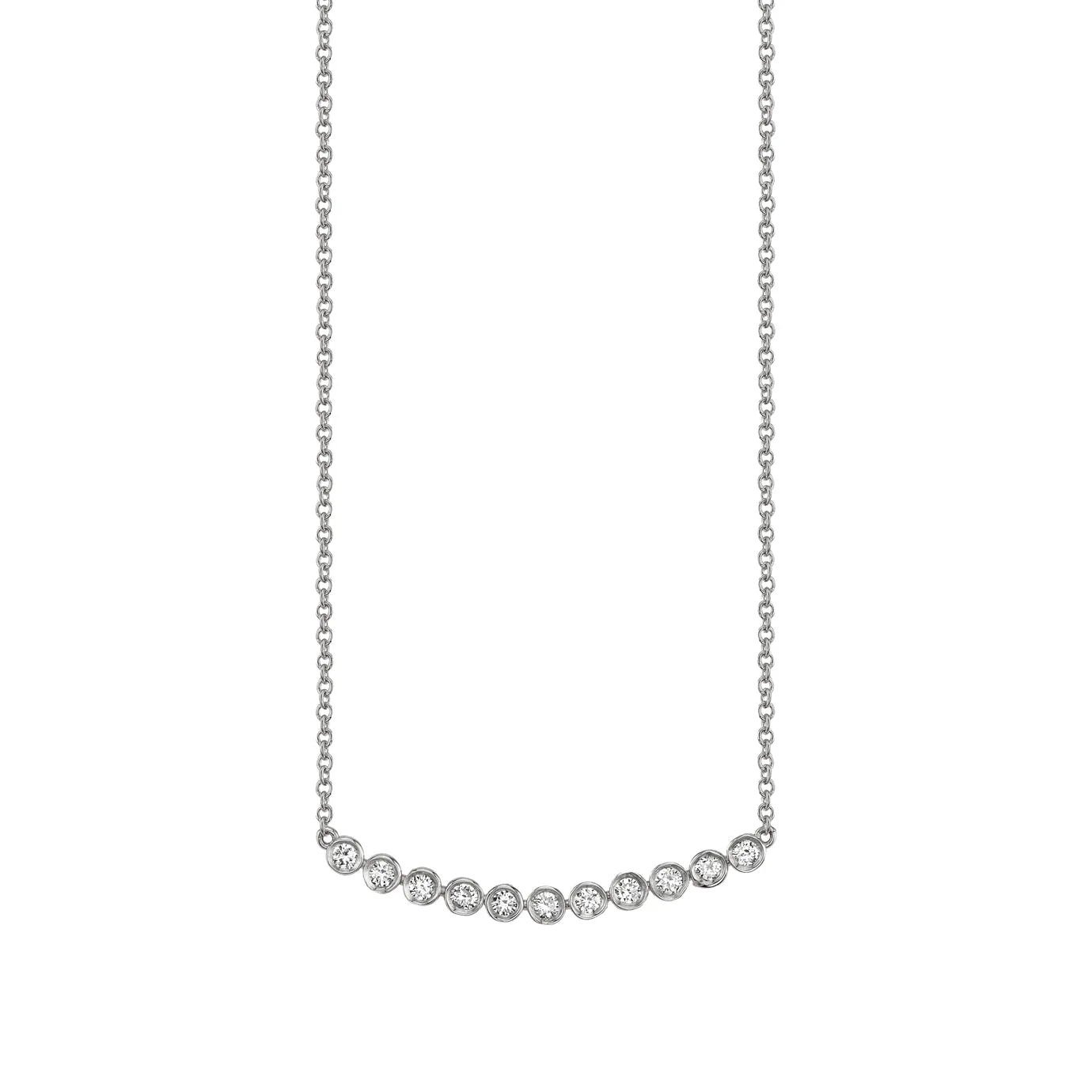 Gold & Diamond 11 Stone Bezel Necklace