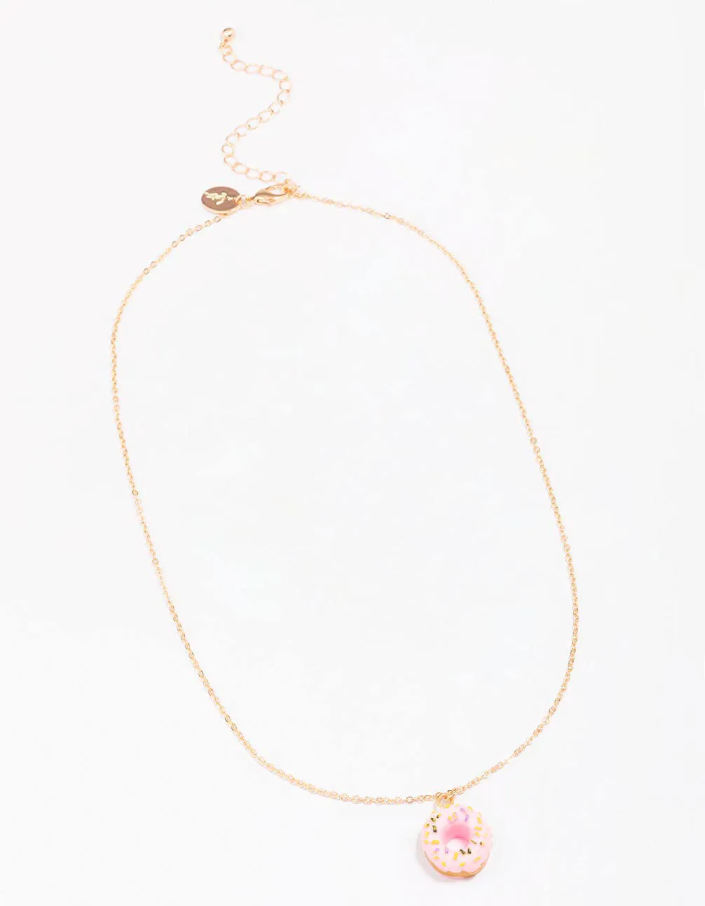 Gold & Pink Doughnut Pendant Necklace