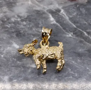 Gold Baby Goat Necklace with a 3-D Solid 14kt Gold Playful Goat