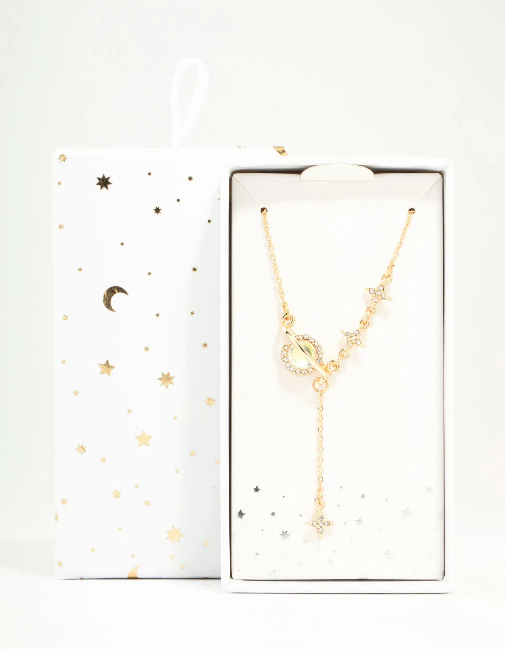 Gold Diamante Planet & Stars Y-Necklace