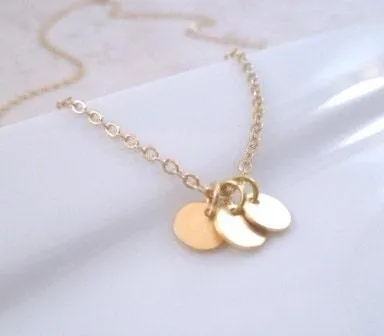 Gold Disc Necklace, tiny gold circles, disk necklace, gold coin necklace, sequin necklace, small disk pendant, little flat round pendant, 3