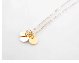 Gold Disc Necklace, tiny gold circles, disk necklace, gold coin necklace, sequin necklace, small disk pendant, little flat round pendant, 3