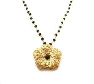 Gold Flower Black Onyx Gemstone Ornate Vintage Inspired OOAK Gold Filled Wire Wrapped Necklace