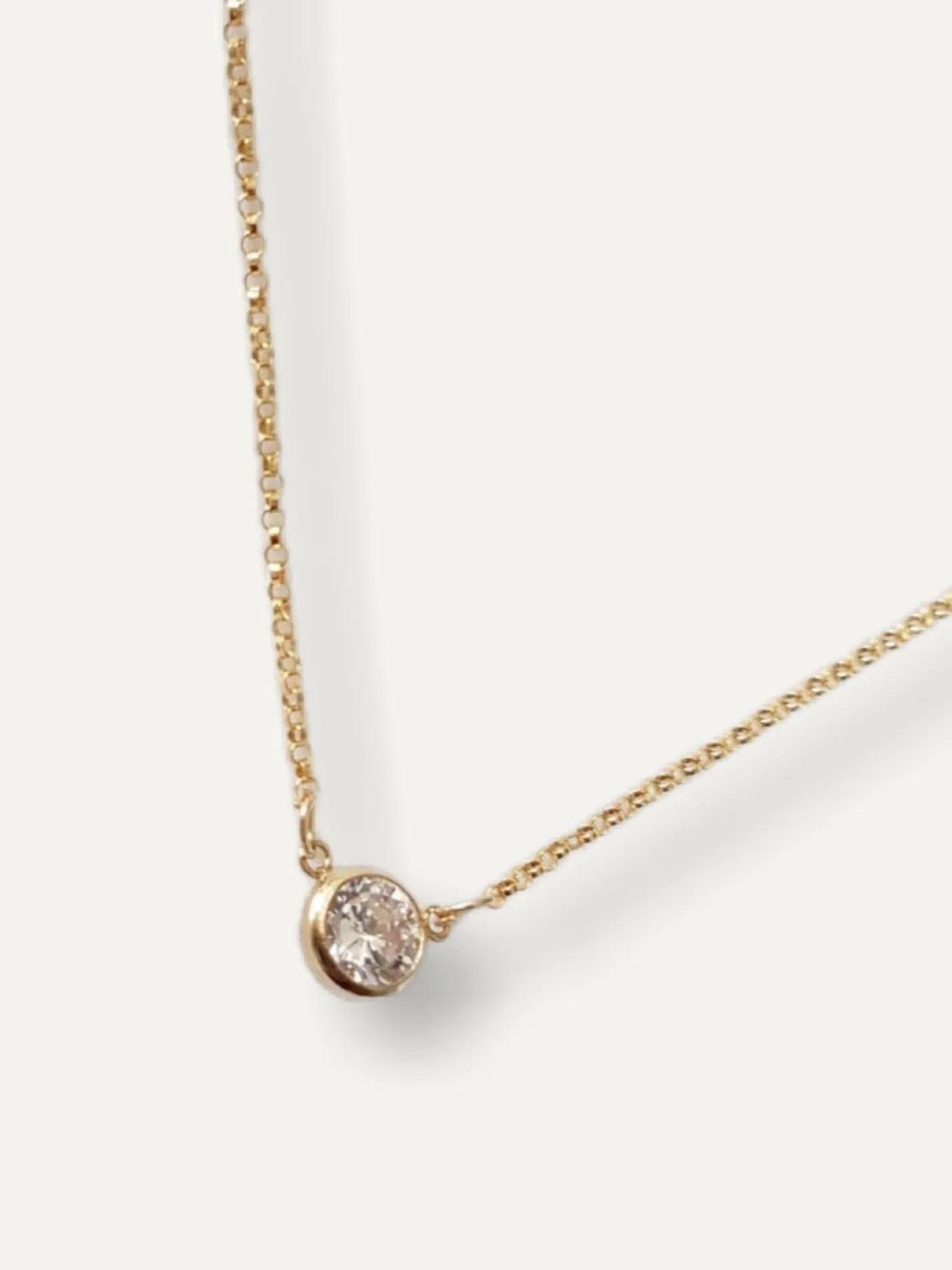 Gold Necklace - Crystal Pendant