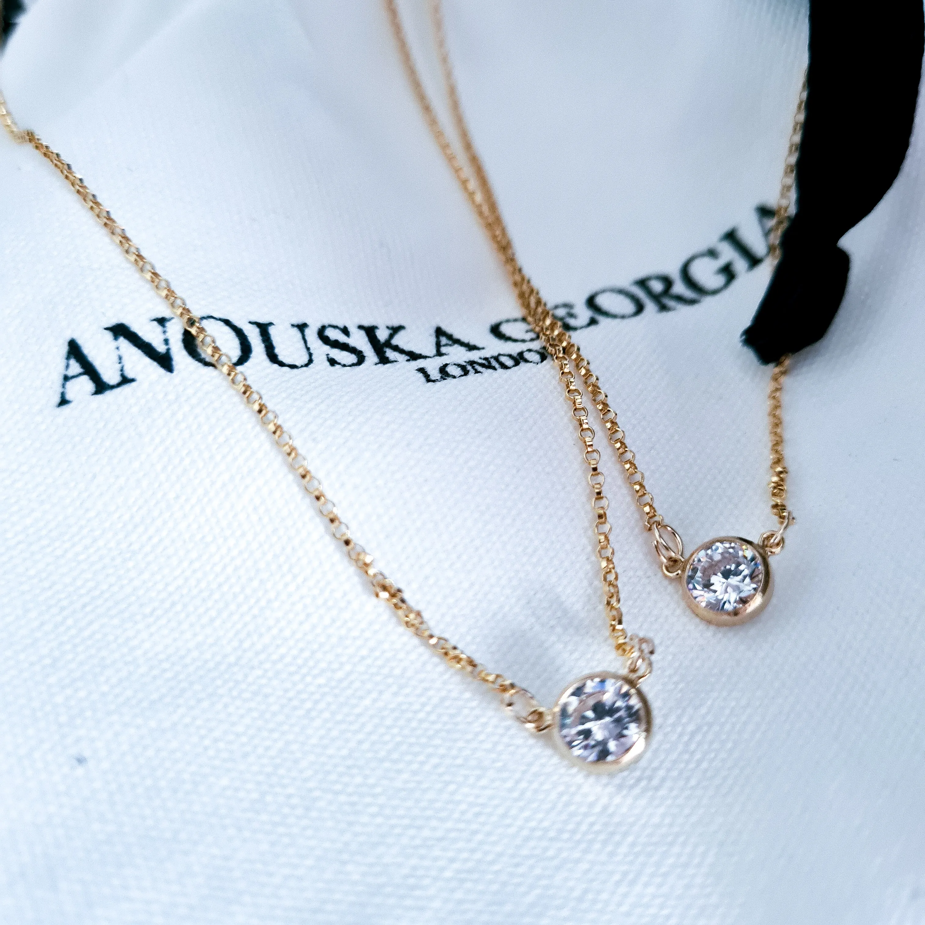 Gold Necklace - Crystal Pendant